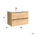 PLANETE BAIN - Meuble salle de bain - 100 CM - avec plan vasque - Effet chêne brut - poignées noires - A suspendre - ARUBA - vignette
