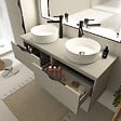 CERSANIT - Meuble salle de bain strié 120 cm pour vasque à poser - Beige cachemire mat - à suspendre - Tirso - vignette