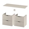CERSANIT - Meuble salle de bain strié 120 cm pour vasque à poser - Beige cachemire mat - à suspendre - Tirso - vignette