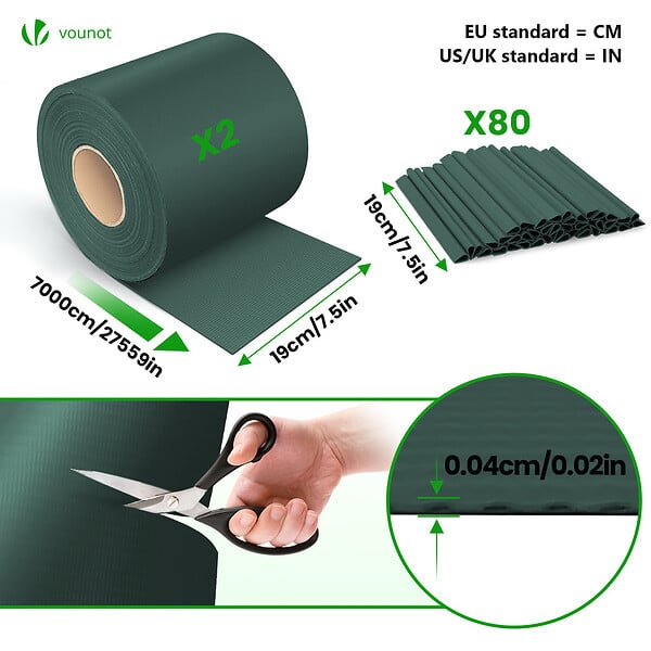 VOUNOT - Brise vue occultant PVC 450g/m2 19cm x 140m Vert - large