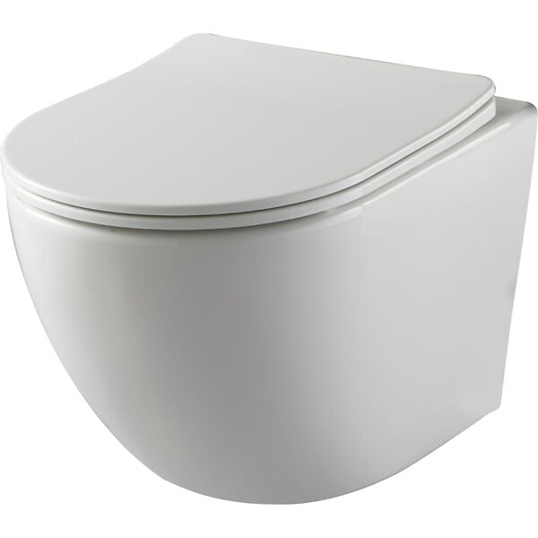 GODART - Pack WC suspendu gain de place bâti mural verre blanc + cuvette sans bride Corolla - large