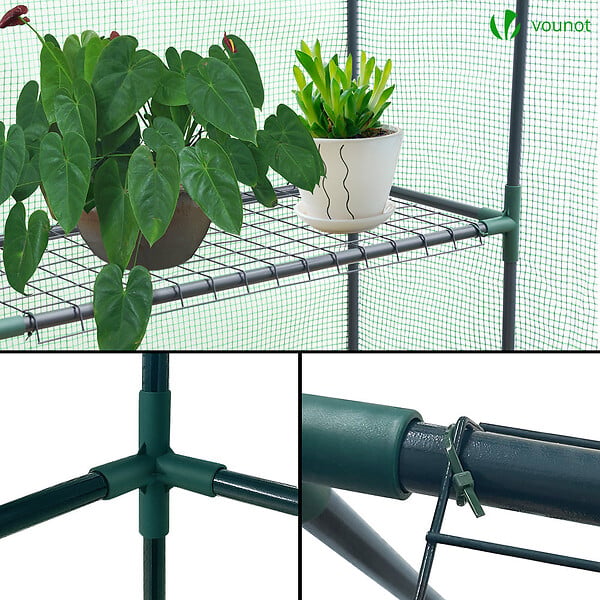 VOUNOT - Serre de jardin avec etageres et bache PE renforcee 135g/m2 143x73x195cm Vert - large