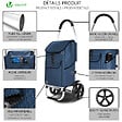 VOUNOT - Chariot de course pliable aluminium 2 roues bleu marine - vignette