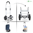 VOUNOT - Chariot de course pliable aluminium 2 roues bleu marine - vignette