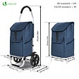 VOUNOT - Chariot de course pliable aluminium 2 roues bleu marine - vignette