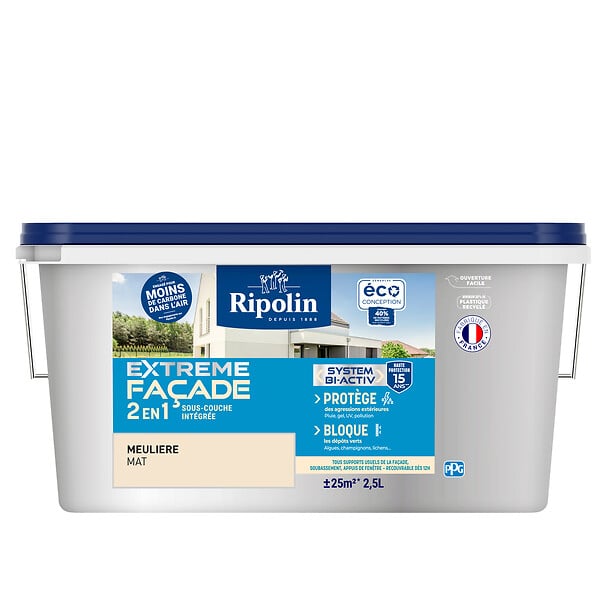 RIPOLIN - Peinture façade 2 en 1 Ripolin Extrême Mat Meulière 2,5L - large