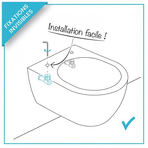 THALASSOR - Pack WC Bâti universel Wirquin Pro + Cuvette COMPACT sans bride 49 cm + Plaque blanche - large