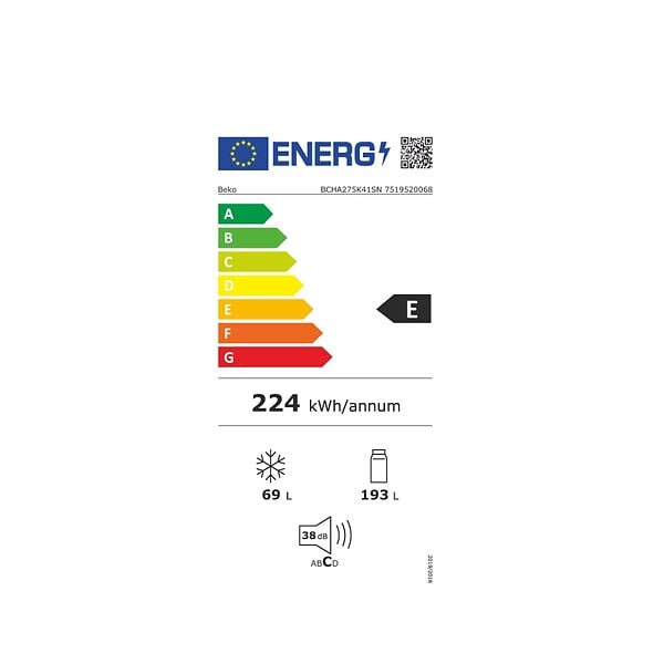 BEKO - réfigérateur combiné intégrable à glissières 262l no frost blanc - BCHA275K41SN - large