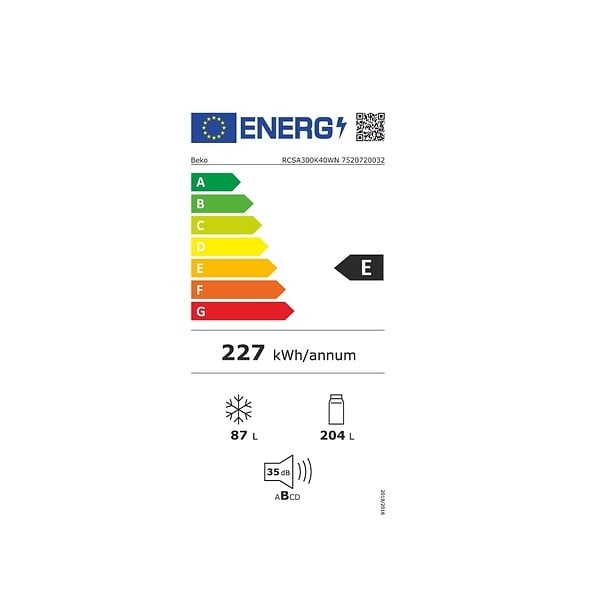 BEKO - Réfrigérateur Combiné 54cm 291l Statique - RCSA300K40WN - large