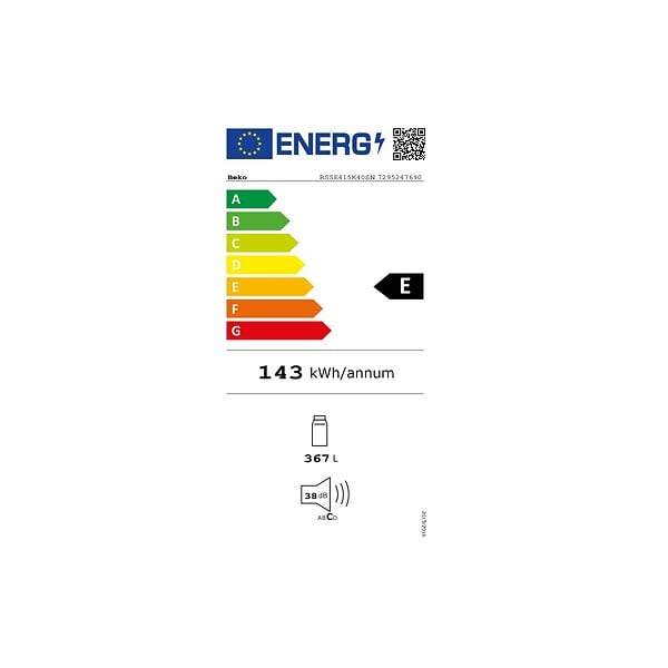 BEKO - réfrigérateur 1 porte 60cm 367l gris - RSSE415K40SN - large