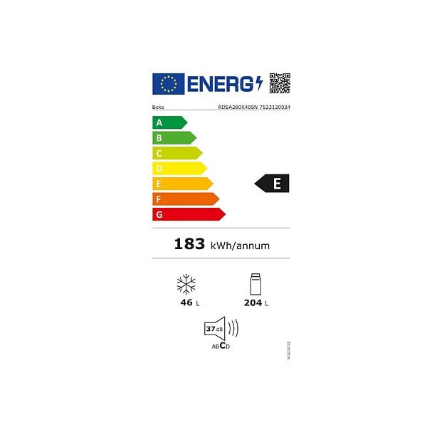 BEKO - Réfrigérateur Combiné 54cm 250l Statique Inox - RDSA280K40SN - large