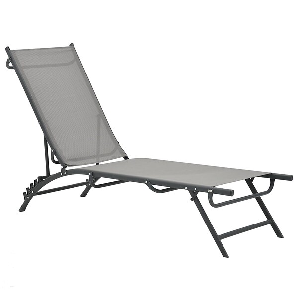 VIDAXL - vidaXL Chaises longues lot de 2 Textilène et acier - large