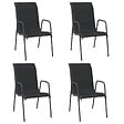 VIDAXL - vidaXL Chaises de jardin 4 pcs Acier et textilène Noir - vignette
