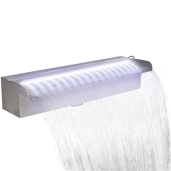 VIDAXL - Lame d'eau rectangulaire à LED 45 cm en acier inoxydable pour piscine - large