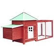 VIDAXL - vidaXL Poulailler avec nichoir Rouge 190x72x102cm Bois de sapin massif - vignette