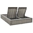 VIDAXL - vidaXL Chaise longue double Résine tressée Gris - vignette