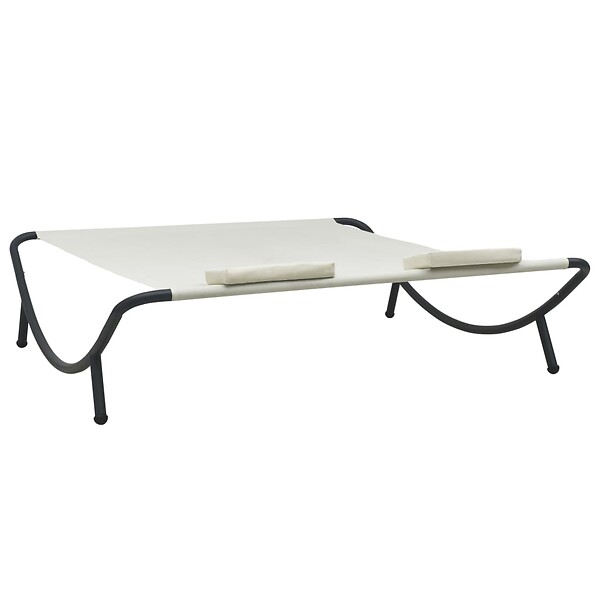 VIDAXL - vidaXL Chaise longue d'extérieur Tissu Crème - large
