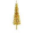 VIDAXL - vidaXL Demi sapin de Noël artificiel mince avec support Doré 150 cm - vignette