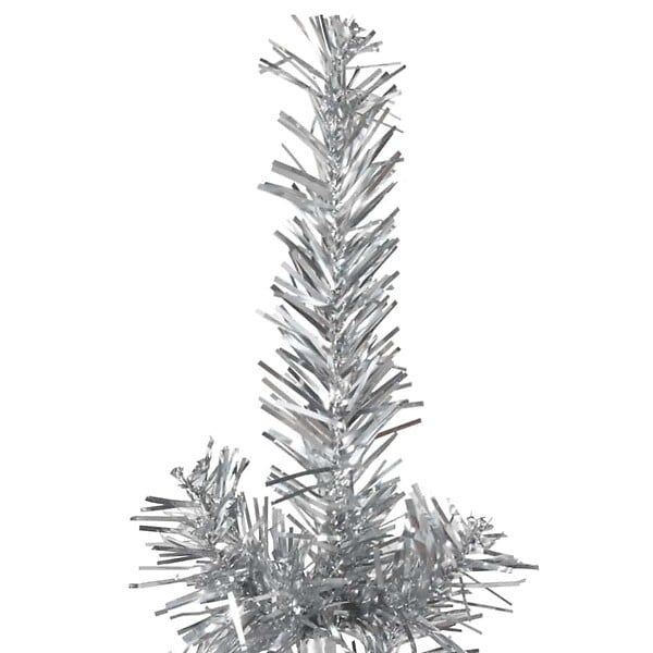 VIDAXL - vidaXL Demi sapin de Noël artificiel mince avec support Argenté 210 cm - large