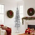 VIDAXL - vidaXL Demi sapin de Noël artificiel mince avec support Argenté 180 cm - vignette