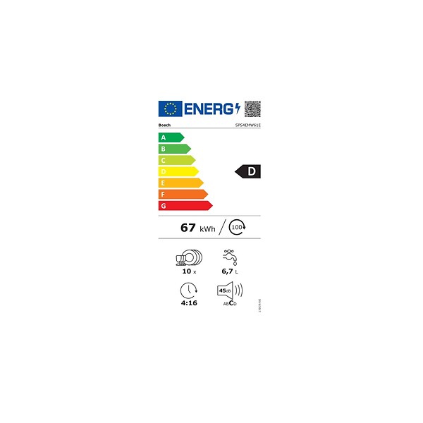BOSCH - Lave-vaisselle 10 Couverts 45db Blanc - SPS4EMW61E - large