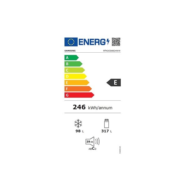 SAMSUNG - réfrigérateur combiné 70cm 415l ventilé blanc - RT42CG6624WW - large