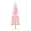 VIDAXL - vidaXL Demi sapin de Noël artificiel mince avec support Rose 180 cm - vignette