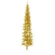 VIDAXL - vidaXL Demi sapin de Noël artificiel mince avec support Doré 180 cm - vignette