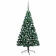 VIDAXL - vidaXL Demi-arbre de Noël artificiel pré-éclairé et boules vert 150 cm - vignette