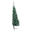 VIDAXL - vidaXL Demi-arbre de Noël artificiel pré-éclairé et boules vert 150 cm - vignette