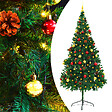 VIDAXL - vidaXL Arbre de Noël artificiel pré-éclairé avec boules vert 210 cm - vignette