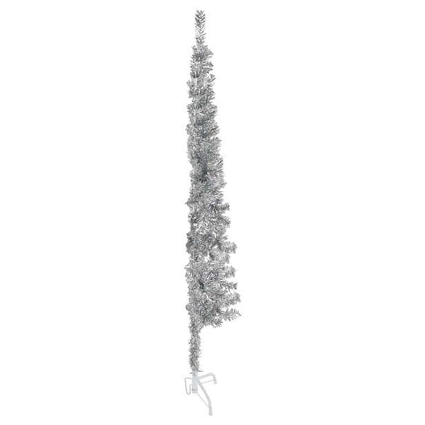 VIDAXL - vidaXL Demi sapin de Noël artificiel mince avec support Argenté 150 cm - large