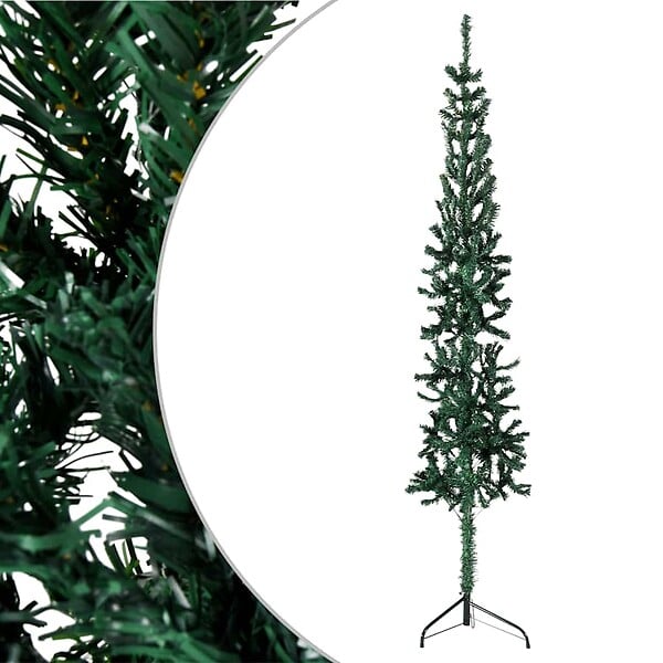 VIDAXL - vidaXL Demi sapin de Noël artificiel mince avec support Vert 180 cm - large