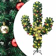 VIDAXL - vidaXL Cactus de Noël avec support et LED Vert 150 cm PVC - vignette
