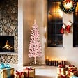VIDAXL - vidaXL Demi sapin de Noël artificiel mince avec support Rose 150 cm - vignette