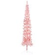 VIDAXL - vidaXL Demi sapin de Noël artificiel mince avec support Rose 210 cm - vignette