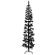 VIDAXL - vidaXL Demi sapin de Noël artificiel mince avec support Noir 210 cm - vignette
