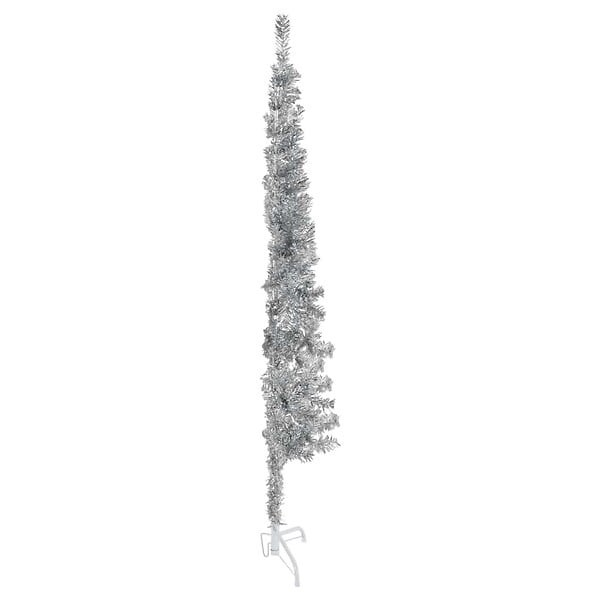 VIDAXL - vidaXL Demi sapin de Noël artificiel mince avec support Argenté 120 cm - large