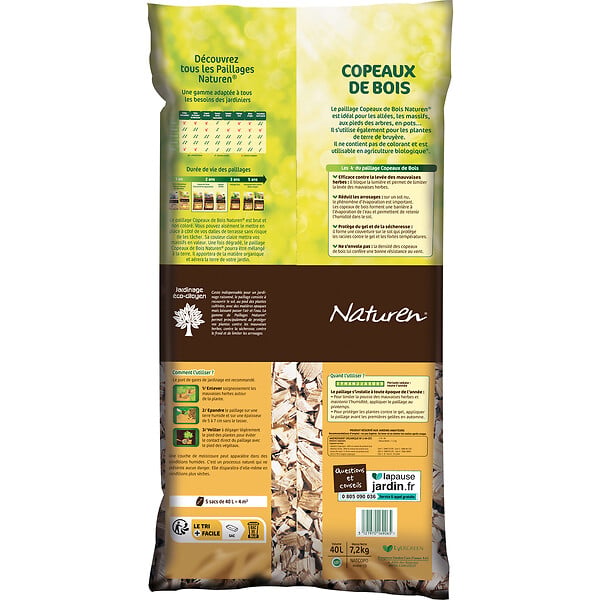 NATUREN - Paillage copeaux bois Naturen 40 L non coloré - large
