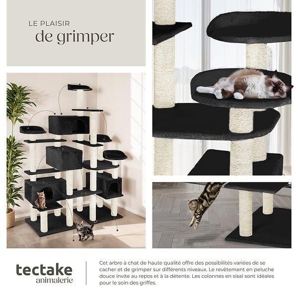 TECTAKE - Arbre à Chat Entissar 214 cm noir - large