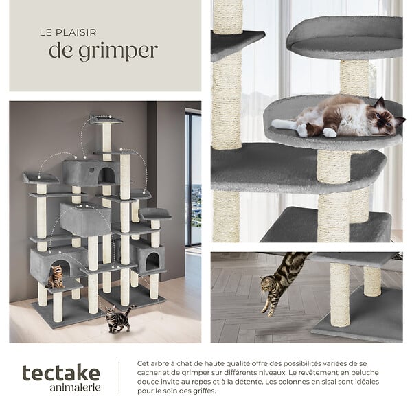 TECTAKE - Arbre à Chat Entissar 214 cm gris - large