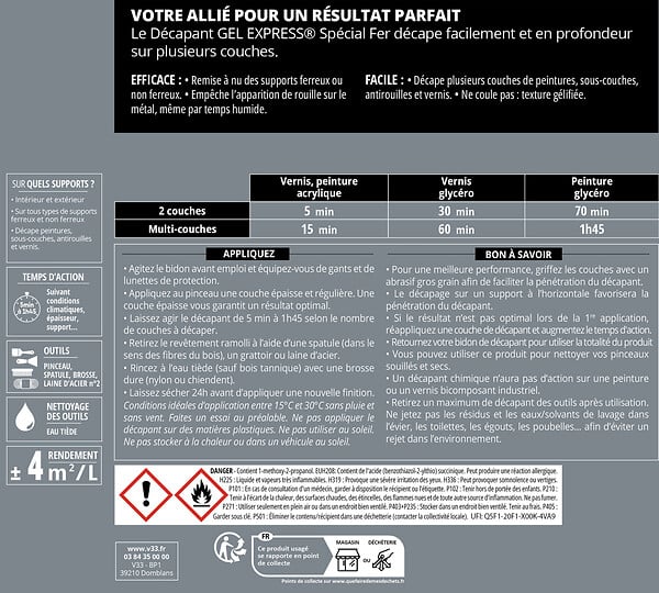V33 BOIS - Decapant fer 0.5 litre - large