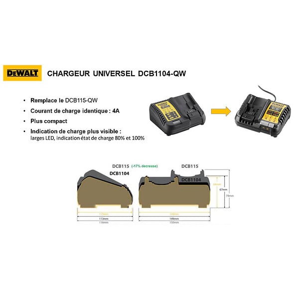 DEWALT - Chargeur universel XR 12V / 18V DEWALT DCB1104-QW - large