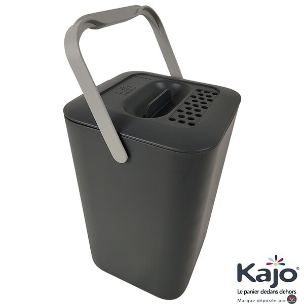 KAJO - Seau à compost Bioseau 7,5L - Gris - L.20xl.19,5xH.29cm - large