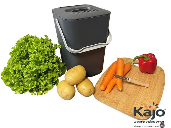 KAJO - Seau à compost Bioseau 7,5L - Gris - L.20xl.19,5xH.29cm - large