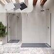 SANIVERRE - HIEMAL INOX Receveur de douche 80 x 80 cm résine Gris aspect ardoise + bonde inox incluse - Salle de bain - vignette