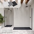 SANIVERRE - HIEMAL Receveur de douche 80 x 120 cm résine Noir aspect ardoise + bonde incluse - Salle de bain - vignette