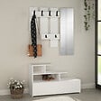 CONCEPT USINE - Meuble d'entrée blanc avec porte manteau rangement et miroir MESTY - vignette