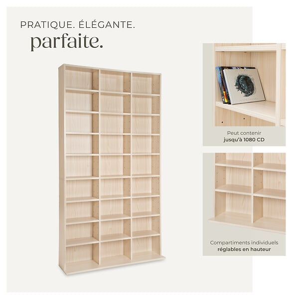 TECTAKE - Étagère bibliothèque Christel 180 x 102 x 23,5cm marron hêtre - large