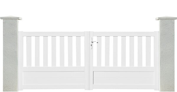MOREY - Portail PVC Pavin semi-ajouré - Blanc - L.350xH.130cm - large